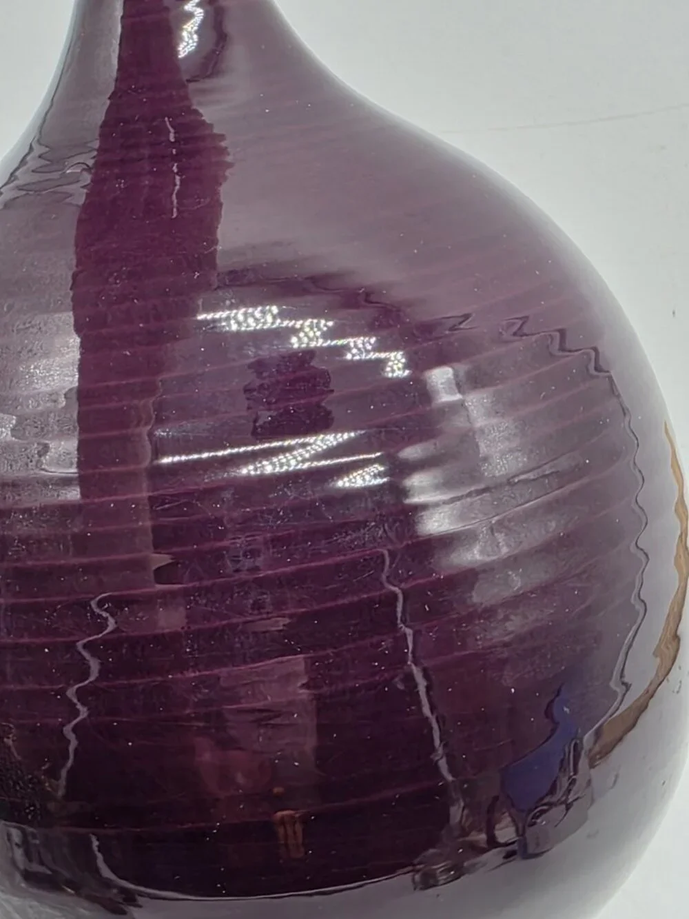 Artisan Made Long Neck Ceramic Vase Eggplant Plumb Colored MCM Boho Contemporary